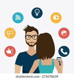 Chat mobile design over white background, vector illustration.
