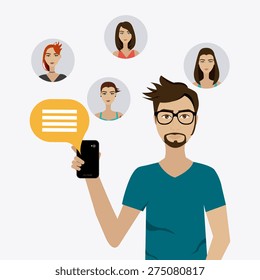 Chat mobile design over white background, vector illustration.