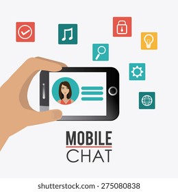 Chat mobile design over white background, vector illustration.