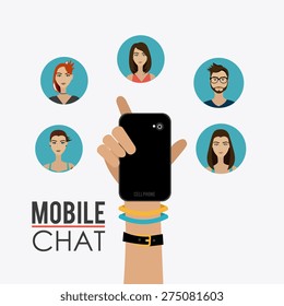 Chat mobile design over white background, vector illustration.