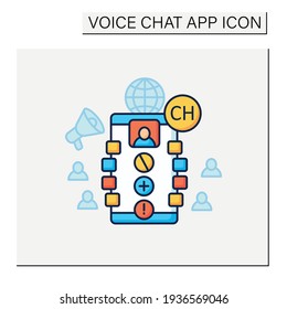 Chat moderator color icon. Main person in application. Administrator. Communication concept. Isolated vector illustration