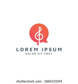 diseño del logotipo del espacio de chat y música negativa