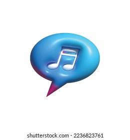 Chat music sign icon in cartoon 3d style simple elegant cute. for business icon needs