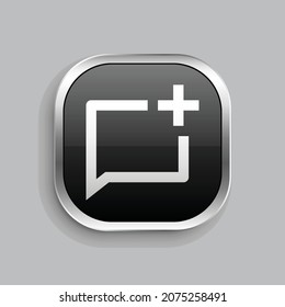 chat nuevo diseño de icono de línea. Estilo botón brillante rectángulo redondeado aislado en fondo gris. Ilustración del vector