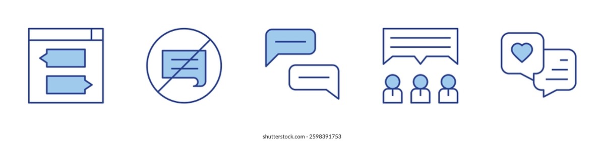 chat, no chatting. Chat Icon vector illustration. Line Duotone style. Editable stroke.