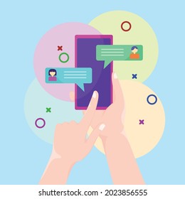 Chat Notification Mobile Phone Bubble Message Vector Illustration