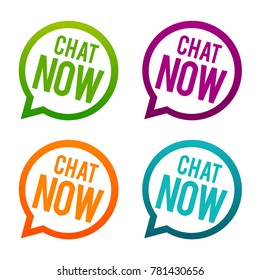 Chat now round Buttons. Circle Eps10 Vector.
