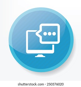 Chat on blue button,clean vector