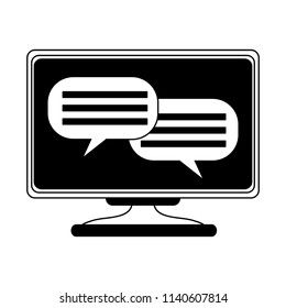 Chat on computer in black and white