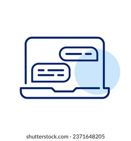 Chat on a laptop. Pixel perfect icon