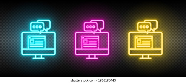 Chat, juego de iconos de neón en línea