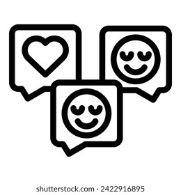 Vector de contorno de icono de la plataforma en línea de chat. Compartir medios. Comercio de datos