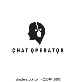 chat operator logo illustration people black design vector