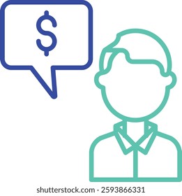 Chat outline dual color vector illustration icon design