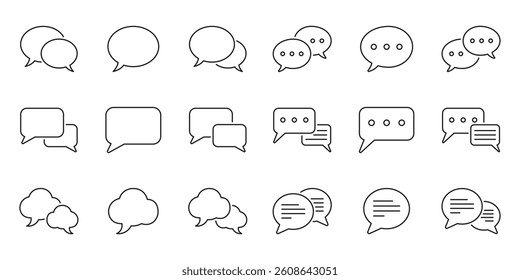 Chat Outline Icons Set. Speech Bubble Symbol. Comment and Message Line Icon. Editable Stroke. Isolated Vector Illustration.