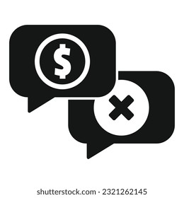 Chat payment error icon simple vector. Cancel card. Mobile pay