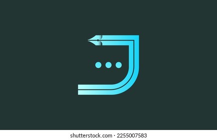 Chat, Pen, and Letter J Logo Design.