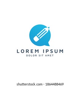 chat and pencil negative space logo design