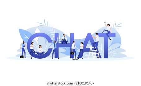 Chat people in flat style. Flat icon. Vector flat illustration. Social media network.