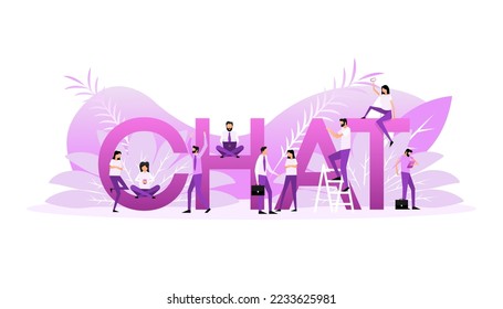 Chat people in flat style. Flat icon. Vector flat illustration. Social media network.