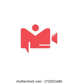 Chat people logo design template illustration. Human, cam and chat icon.