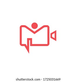 Chat people logo design template illustration. Human, cam and chat icon.