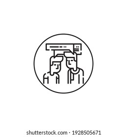 chat people outline style icon in circle