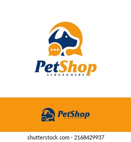 Chat Pet Logo Design Template. Pet logo concept vector. Emblem, Creative Symbol, Icon