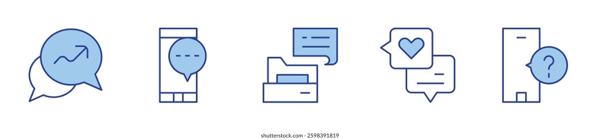 chat, phone, chat history, request. Messaging Icon vector illustration. Line Duotone style. Editable stroke.