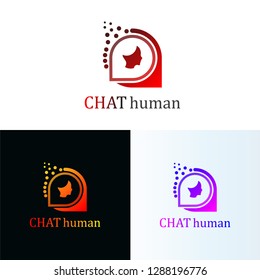Chat and phone with human icons templates, vector logo technology for business corporate, message, people, elements, illustration -vector