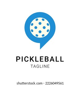 Chat pickleball ball logo design. Isolated vector illustration on white background.