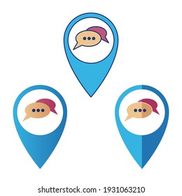 Chat pin icon location with 3 styles outline color, gradient and flat