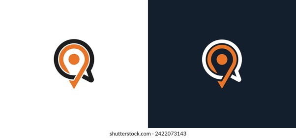 Chat Pin Location Logo Concept sign icon symbol Element Design. Bubble, Consulting Logotype. Vector illustration template