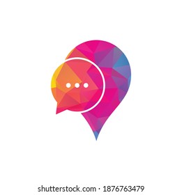 Chat Pin Logo Design Element. Map pin and chat logo design icon
