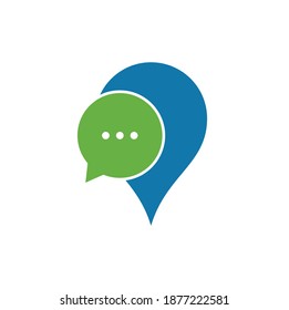 Chat Pin Logo Design Element. Map pin and chat logo design icon