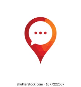 Chat Pin Logo Design Element. Design-Symbol für Kartenstift und Chat-Logo