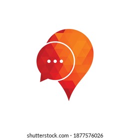 Chat Pin Logo Design Element. Map pin and chat logo design icon