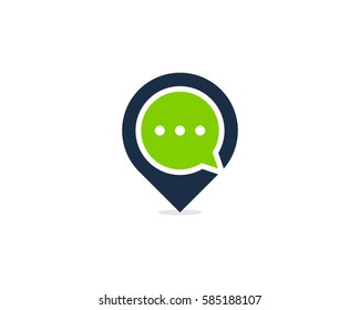 Chat Pin Logo Design Element