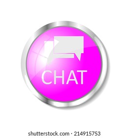 Chat  pink  button or icon vector illustration