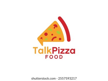 chat and pizza logo design. online food and restaurant symbol vector template