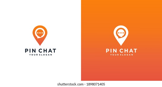 Logo-Design-Vorlage für Chat-Plätze mit Pin-Karte und Chat-Blase