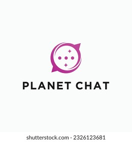 Chat mit Planet-Logo-Design, Vektorgrafik