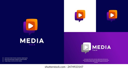 chat and play button ,show program, production, logo design template.