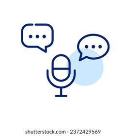 Chat podcast. Microphone and speech bubbles. Invited guests. Pixel perfect icon
