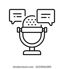 Chat Podcast  vector outline icon. EPS 10 file