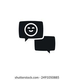 Chat, positive feedback, satisfied customer simple glyph icon. Vector solid isolated black illustration.