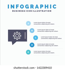 Chat Preferences, Chat Setting, Chat Support Solid Icon Infographics 5 Steps Presentation Background