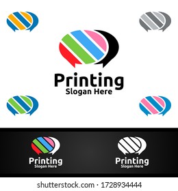 Chat Printing Company Vector Logo Design for Media, Retail, Advertising, Newspaper or Book Concept