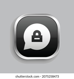 chat private fill icon design. Glossy Button style rounded rectangle isolated on gray background. Vector illustration