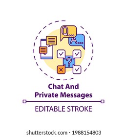 Chat and private messages concept icon. Online course management system elements. Way to comunicate with student idea thin line illustration. Vector isolated outline RGB color drawing. Editable stroke